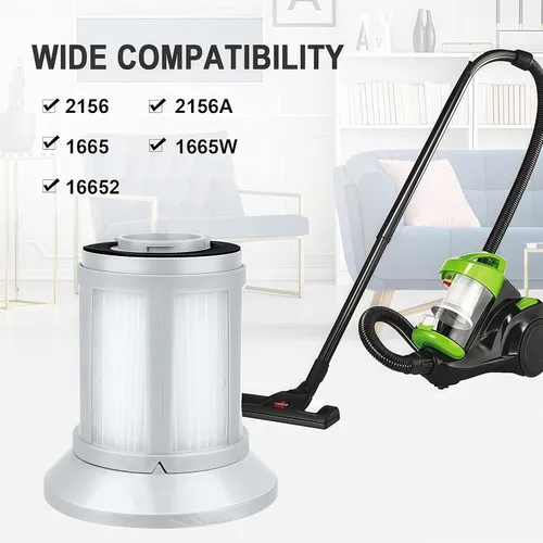 Vista 7 de Filtro de vacío de repuesto para aspiradora Bissell 2156A 1665 16652 1665W 21562 2156E Zing AeroSwift Powerforce sin bolsa, comparado con la parte #
