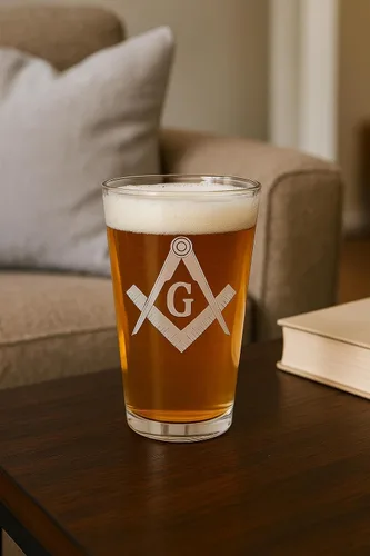 Vista 8 de Hat Shark Mason Masons - Símbolos de logotipo Masonic Live Better - Vasos de pinta grabados con láser para cerveza, jarra de 16 onzas