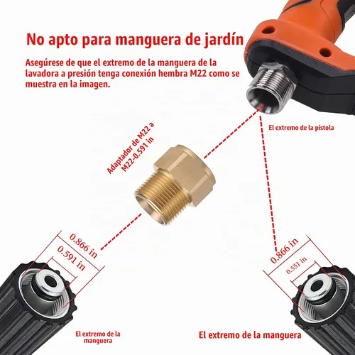 Vista 7 de FIXFANS Manguera de lavado a presión - Kit de pistola de lavado a presión