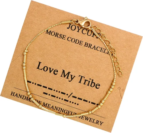 Vista 30 de JoycuFF Pulseras inspiradoras de código morse para mujeres, cuentas de plata, joyería con mantra de motivación, regalos para ella