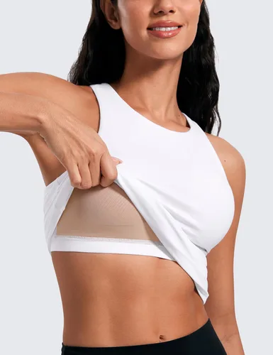 Vista 6 de CRZ YOGA Butterluxe - Camiseta sin mangas de entrenamiento para mujer, con espalda cruzada, acolchada, cuello alto, para yoga, atlética con brasier