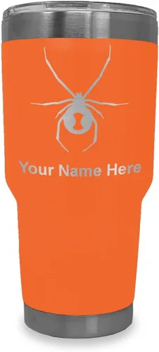 Vista 32 de LaserGram Vaso aislado al vacío de 20 onzas, araña viuda negra, grabado personalizado incluido (negro)