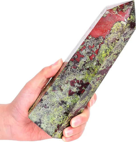 Vista 16 de AMOYSTONE Obelisco de Piedra de Sangre Africana Varita de Cristal Curativo Grande Torre Columna Facetada de 6 Lados Reiki Chakra Meditación Terapia
