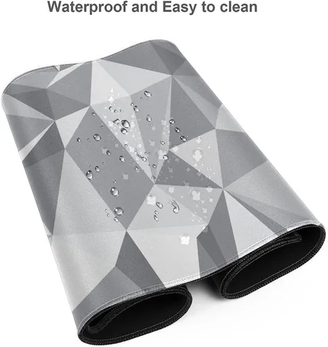 Vista 9 de Alfombrilla de mouse gris geométrica gris grande XL alfombrilla de escritorio abstracta larga extendida alfombrilla de mouse grande para accesorios