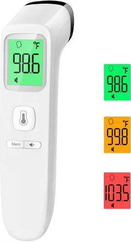 Vista 9 de Termómetro sin contacto para adultos y niños, termómetro digital para bebés con alarma de fiebre, resultado rápido en 1 segundo, fácil de usar, modo
