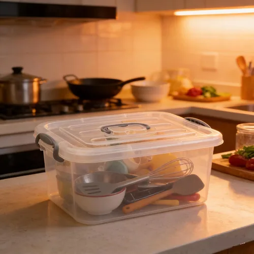 Vista 5 de 2 paquetes de contenedores de almacenamiento de plástico de 8 cuartos de galón con tapas de cierre, caja de almacenamiento transparente con asa