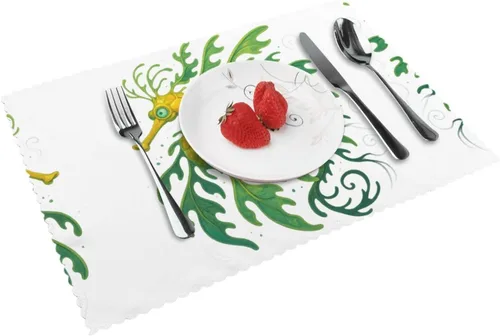 Vista 15 de Rectangular Placemats Set of 4, Heat Resistant Liquid Metal Printed Kitchen Dining Table Mats