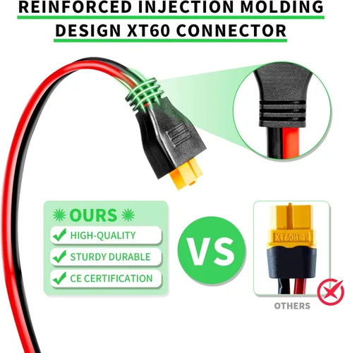 Vista 3 de Ansoufien Cable Conector de Panel Solar a Conector XT60 de 1 pie, Cable de Extensión de Carga Solar de 10 AWG Solar a XT60 XT60 (Enchufe Hembra)