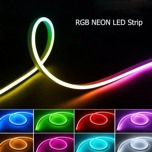 Vista 2 de ansu Tira de luces LED de neón RGB 12V 2835, impermeable, flexible, tubo de silicona suave (tira LED de 1M)