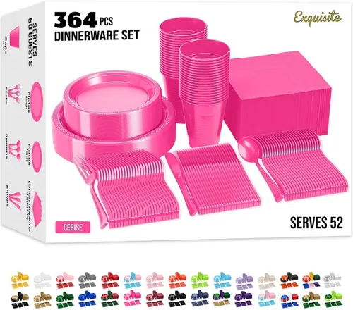 Vista 16 de Exquisite 350 Piezas Platos de Plástico de Cumpleaños Azules Para Fiestas, Juego de Platos Desechables de Cumpleaños Azules, 50 de Cada Juego