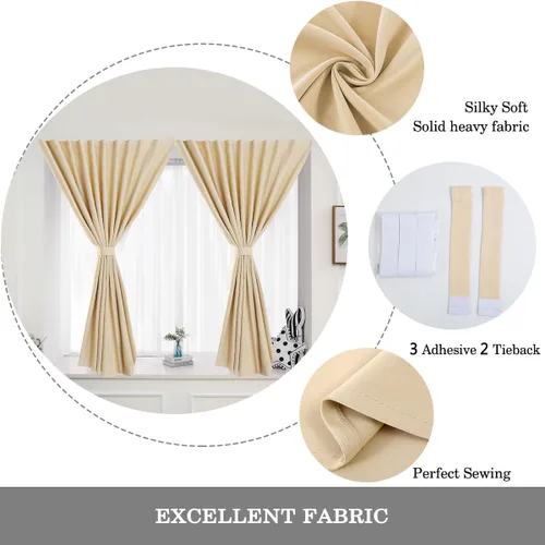 Vista 6 de Muamar Cortinas opacas sin taladro, paneles de cortina para ventana fáciles de instalar, juego de 2 paneles de cortinas portátiles para dormitorio