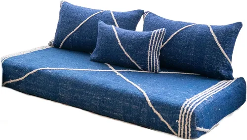 Vista 26 de arabicsofa Sofás de Suelo Coloridos de Estilo Marroquí – Cojines de Suelo Modulares Hechos a Mano (Beige 16, Sofá de Suelo de 4 pies)