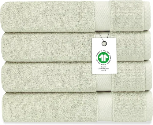Vista 24 de Toalla de baño de felpa de algodón orgánico de lujo Certificado GOTS y OEKO-TEX Toallas de calidad hotelera premium Tecnología Feather Touch