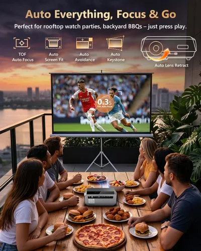 Vista 6 de Proyector inteligente 4K True 2300ANSI Proyector diurno con WiFi, Bluetooth, NFC, aplicaciones, enfoque automático/Keystone, proyector Ultra HD