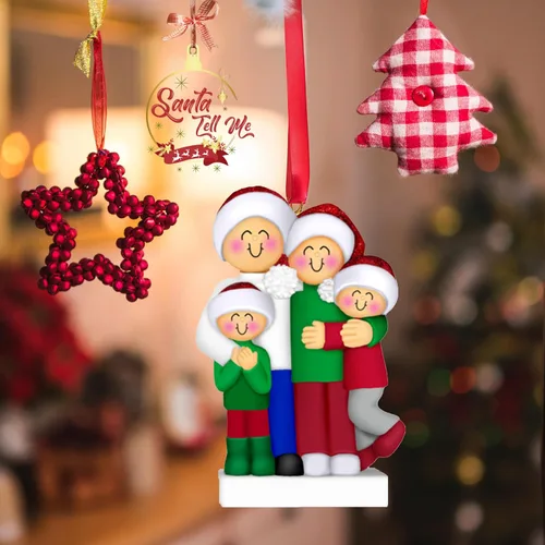 Vista 5 de Adorno personalizado para árbol genealógico 2024, bola de Navidad personalizada para familia de cuatro nietos