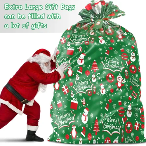 Vista 2 de HYmoso 1 pieza bolsas de regalo de Navidad extragrandes, bolsas de regalo jumbo para bicicleta para regalos navideños enormes de gran tamaño, bolsa