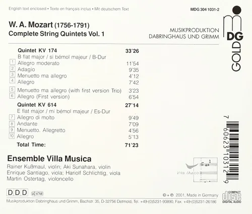 Vista 2 de Mozart String Quintets in E Flat & B Flat