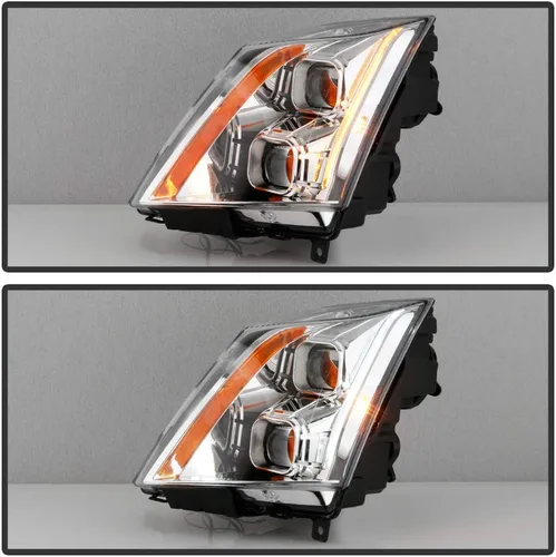 Vista 5 de ACANII - Para [modelo halógeno] 2008-2014 Cadillac CTS carcasa cromada Switchback LED tubo proyector faros delanteros