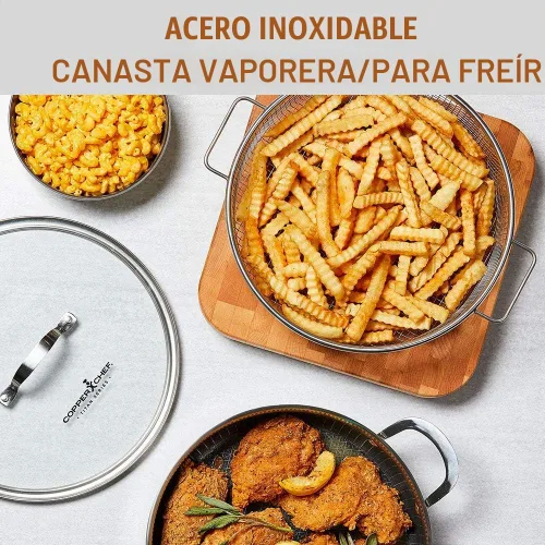 Vista 4 de Copper Chef Titan Fry, 9.5 pulgadas con sartén de 8 pulgadas, acero inoxidable