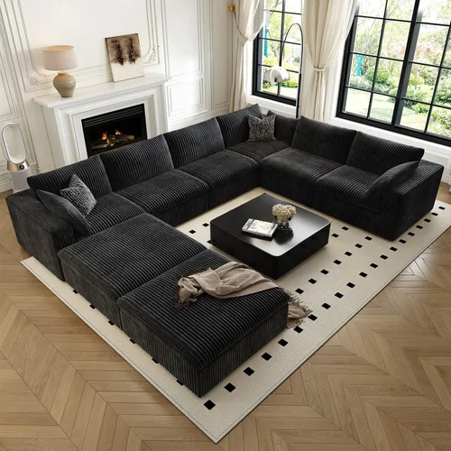 Vista 10 de LoveSeat Cloud Couch Sofá Seccional Modular para Sala de Estar, Sofá Moderno con Asiento Profundo, Sofá de 2 Plazas Sin Huesos con Otomana, Cómodos