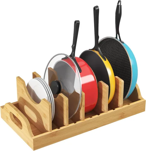 Vista 9 de Lifewit Organizadores de tapa de bambú para armario interior, contenedor de almacenamiento de alimentos con 4 insertos ajustables y 5