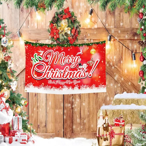 Vista 5 de NASIAN Banderas de Navidad de 3 x 5 para exteriores, banderas de Feliz Navidad de doble cara para exteriores, bandera de Feliz Año Nuevo, decoración