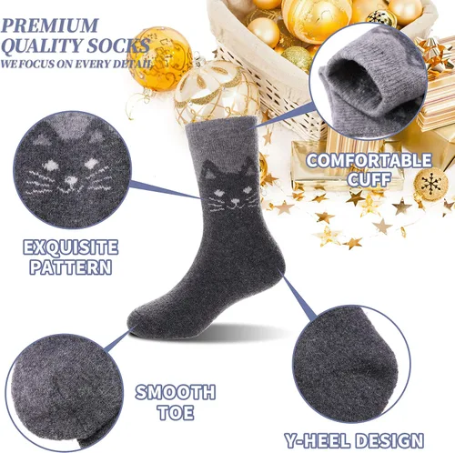 Vista 5 de DYW Calcetines de senderismo de lana merina para niños y niñas, cálidos, gruesos, térmicos, suaves, acogedores, calcetines para botas, 6 pares