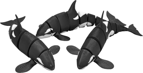 Vista 5 de Ballena Orca flexible Ballena impresa en 3D Ballena de juguete Mini Orca Juguete para niños Cuerpo articulado (una ballena)