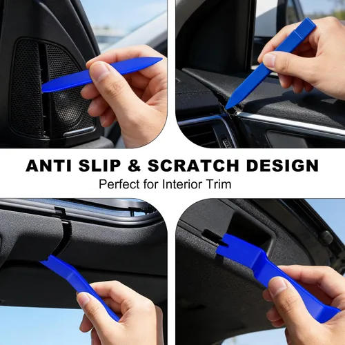 Vista 2 de Kit de 5 herramientas de extracción de adornos de automóvil, herramienta de palanca de extracción automática de clips para panel de tablero de Azul