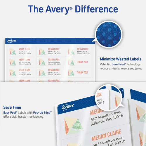 Vista 2 de Avery Etiquetas de dirección de devolución imprimibles, tecnología Sure Feed, 2/3 x 1-3/4 pulgadas, blancas, compatibles con láser y inyección