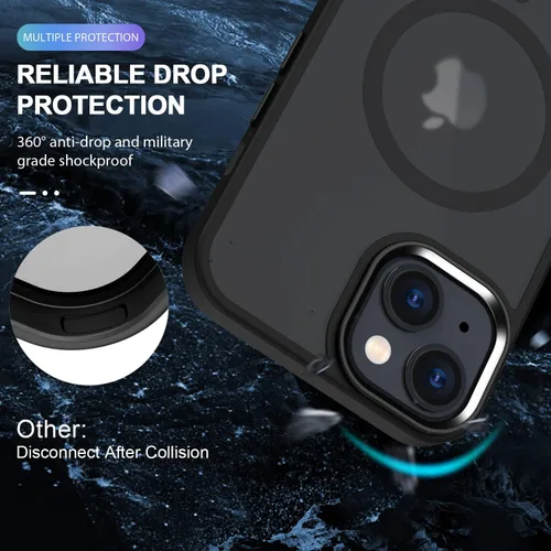 Vista 2 de QLTYPRI Funda magnética para iPhone 13 Pro Max (6.7 pulgadas) compatible con cargador inalámbrico, funda protectora a prueba de golpes, translúcida