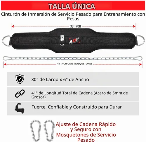 Vista 2 de AQF Cinturón de inmersión para culturismo, levantamiento de pesas, cadena de inmersión, ejercicio, gimnasio, entrenamiento, neopreno