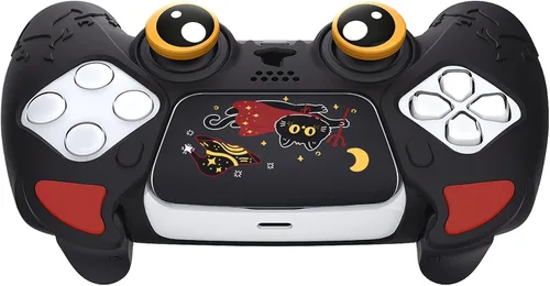 Vista 9 de PlayVital Cute Demon Controller Funda de silicona para ps5, funda de controlador Kawaii Gamepad Protector de piel para ps5 con adhesivo táctil