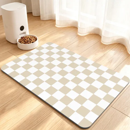 Vista 13 de Tapete de comida para perros, tapete absorbente para alimentación Patas de perro beige