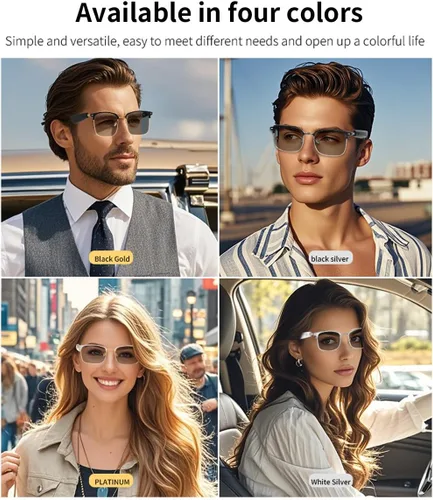 Vista 7 de Lentes inteligentes de audio Bluetooth, lentes de sol fotocromáticos para hombres y mujeres, micrófono y altavoces con sonido de oído abierto