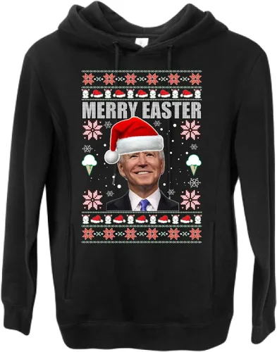 Vista 3 de Wild Bobby Sudadera unisex con cuello redondo de Joe Biden con texto en inglés "Merry Easter