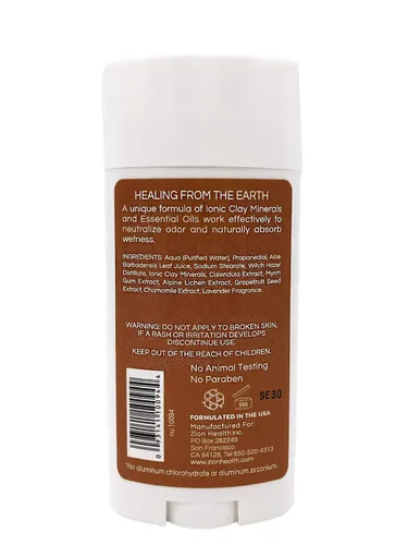 Vista 2 de Zion Health, Desodorante Clay Dry Solid Lavender, 2.5 onzas