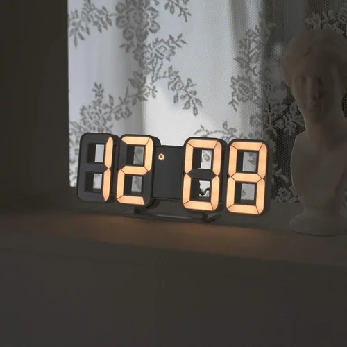 Vista 9 de mooas 3D Pure Slim M LED reloj, 11,8" reloj digital LED multifunción 11.8" Slim M Reloj de pared blanco con control remoto