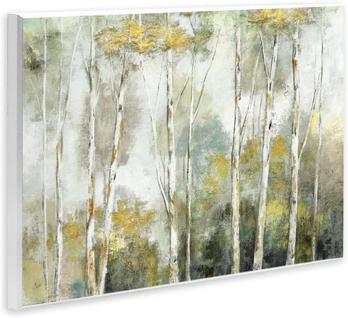 Vista 2 de Stupell Industries Bosque de abedul bosque amarillo follaje bosque pintura, diseño de Nan