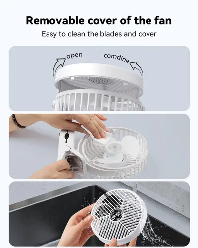 Vista 3 de GEHEN Ventilador pequeño de clip, ventilador de 3 velocidades con fuerte flujo de aire, ventilador de clip y escritorio alimentado por USB
