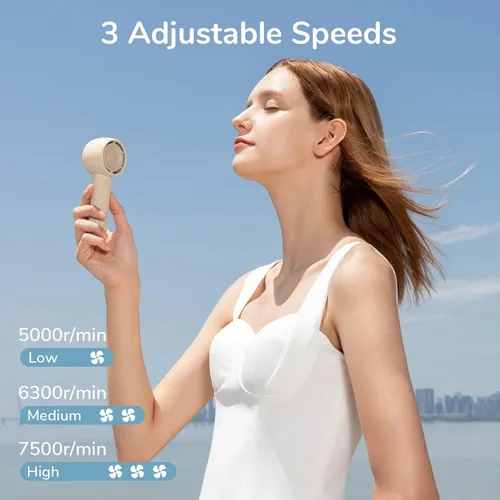 Vista 2 de JISULIFE Mini ventilador portátil, diseño seguro sin aspas, potente ventilador de mano turbo con 3 velocidades, recargable por USB, diseño