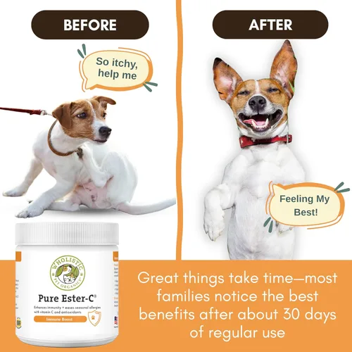 Vista 3 de Wholistic Pet Organics Suplemento de vitamina C para la piel y el pelaje de los perros - 1 oz - Medicamento para el alivio de la alergia del perro