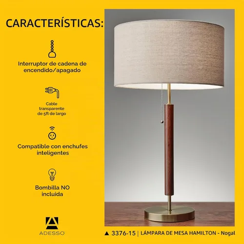 Vista 5 de Lámpara de mesa Adesso 3376 – 15 Hamilton