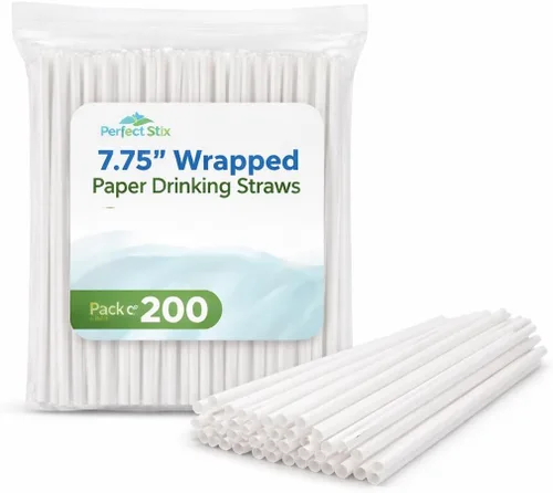 Vista 8 de Perfect Stix Pajitas para beber sin envolver de 7.75 pulgadas, popotes de plástico estándar para refrescos, jugos, batidos y bebidas frías, popotes