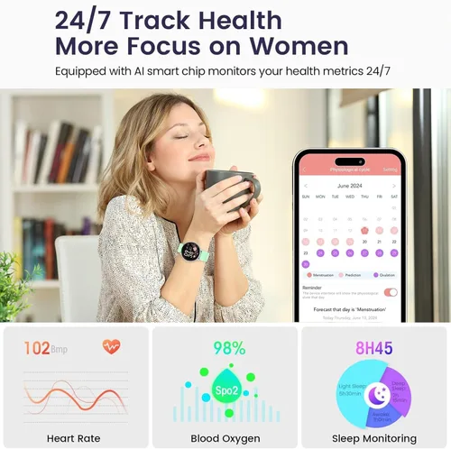 Vista 2 de Reloj inteligente para hombres y mujeres, rastreador de actividad con más de 100 modos deportivos, rastreador de actividad para iOS/Android