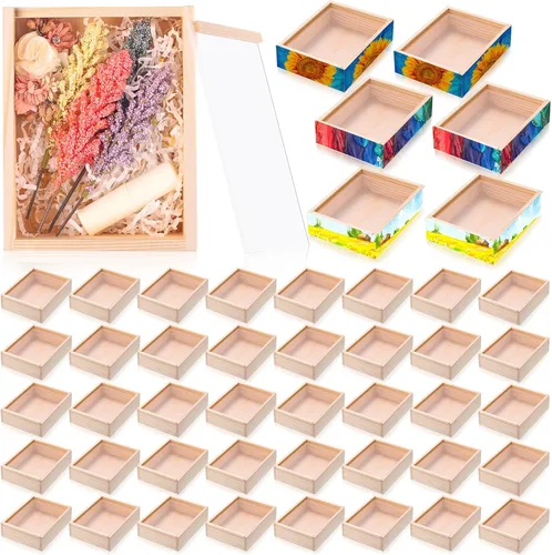 Vista 7 de Thyle - 12 cajas de exhibición de madera sin terminar con tapas acrílicas de 6.3 x 4.9 x 1.8 pulgadas, cajas de madera sin terminar, regalo