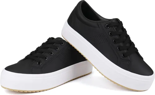 Vista 5 de JABASIC Zapatos deportivos de plataforma transpirables con cordones para mujer