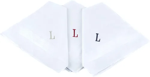 Vista 10 de Pañuelo inicial para hombre, monograma en caja, 3 piezas, 100% algodón Una inicial