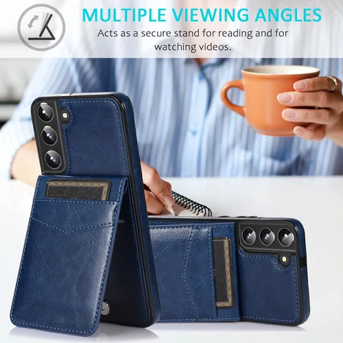 Vista 5 de Asuwish Funda de teléfono para Samsung Galaxy S22 Plus/S22+ con protector de pantalla de vidrio templado y tarjetero para tarjetas de crédito