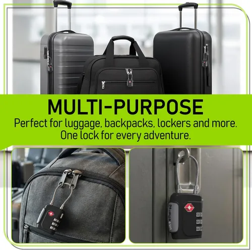 Vista 7 de Untethered TSA Luggage Locks (3 Pack) Resettable 3-Digit Combination TSA Approved Travel Padlocks for Suitcases, Backpacks, Gym Bags & Checked